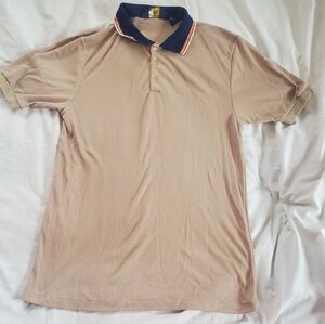 VIP Club Vtg 1980's Polo Golf Shirt Accent Striped Collar 100% Polyester, Sz L